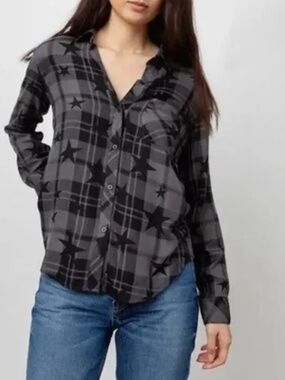 Rails, Button Down, Charcoal Shirt + Stars, XS